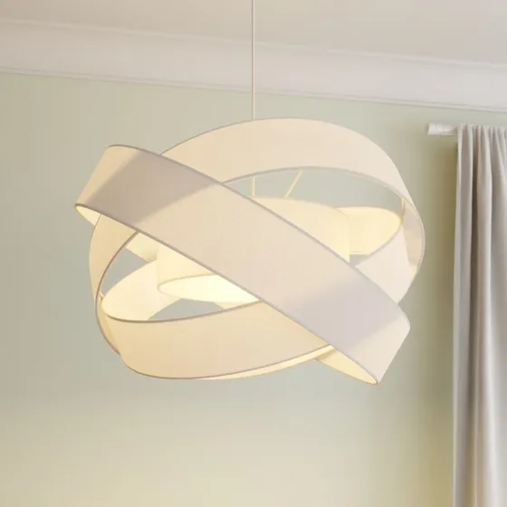 Lindby Simaria Hanglamp - Wit Textiel - Ø 60 cm