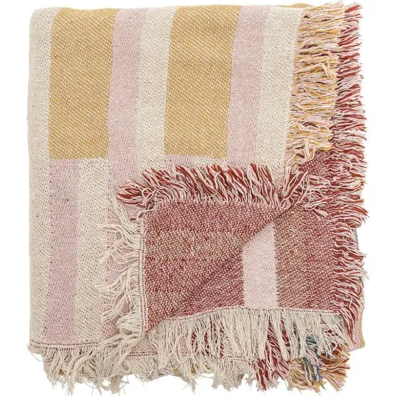 Bloomingville Lane deken gerecycled katoen 130 x 160 cm bruin