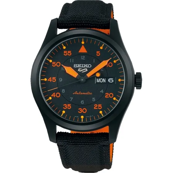 Seiko 5 Sports SRPH33K1 Automaat 39,4 mm zwart/oranje
