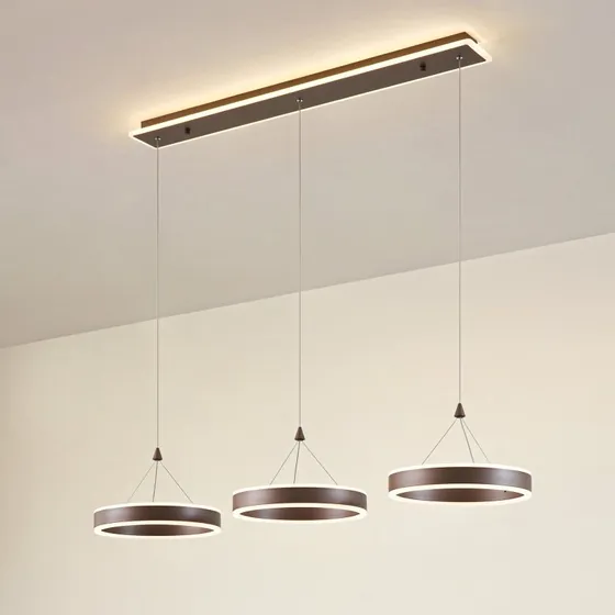 Lucande Kolo LED Hanglamp - Bruin/Wit - 114 cm - Dimbbaar