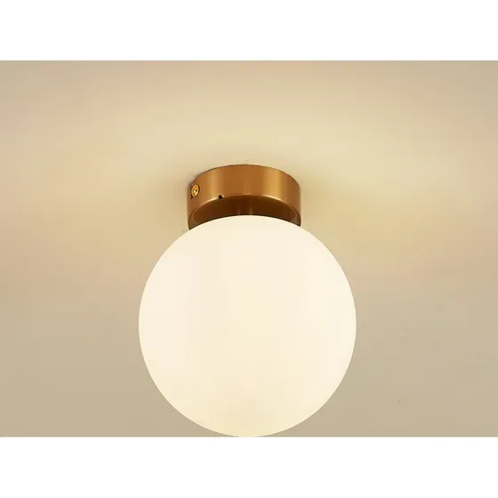 Lucande Bidolo Plafondlamp Messing/Goud, Glas, IP44, 15 cm