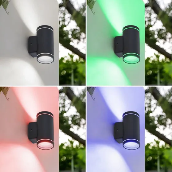 Lindby Smart LED Buitenwandlamp Valtin CCT RGB Tuya IP54 - Zwart