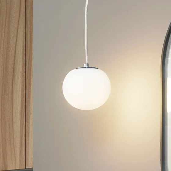 Lucande Bidolo Hanglamp - Chroom & Glas - IP44 - Ø 15 cm