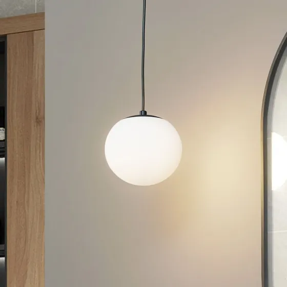 Lucande Bidolo Hanglamp Zwart - Glas - Ø 15 cm - IP44