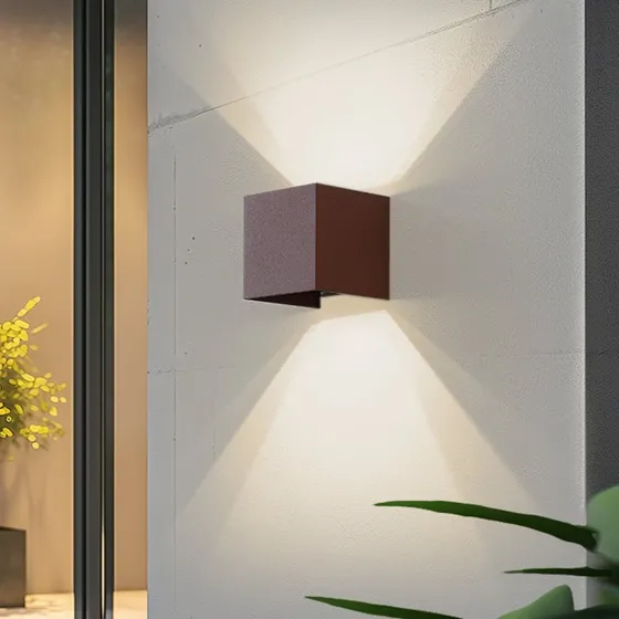 Lindby Smart LED Buitenwandlamp Dara - Roestkleurig - CCT RGB