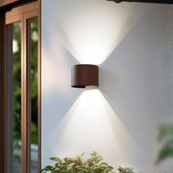 Lindby Dara Smart LED Buitenwandlamp - Rond, Roestkleur, RGB/CCT