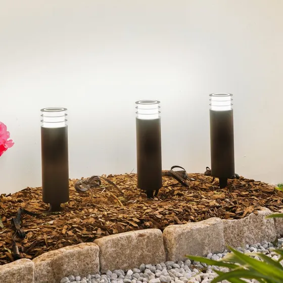 Lindby Smart LED sokkellamp Kaelo, RGB & CCT, 3 stuks, Zwart