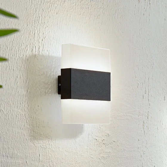 Lindby Branor LED Buitenwandlamp - Antraciet - Aluminium - IP54