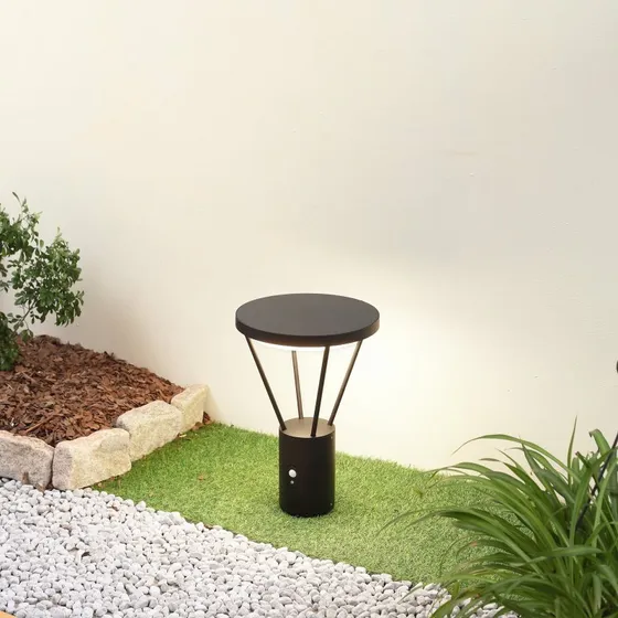 Lucande Elario LED Sokkellamp met Sensor - Zwart - 44 cm