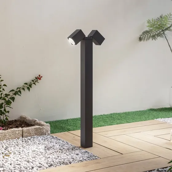 Lindby Othil Tuinpadverlichting - 80 cm - Antraciet - 2-lamps