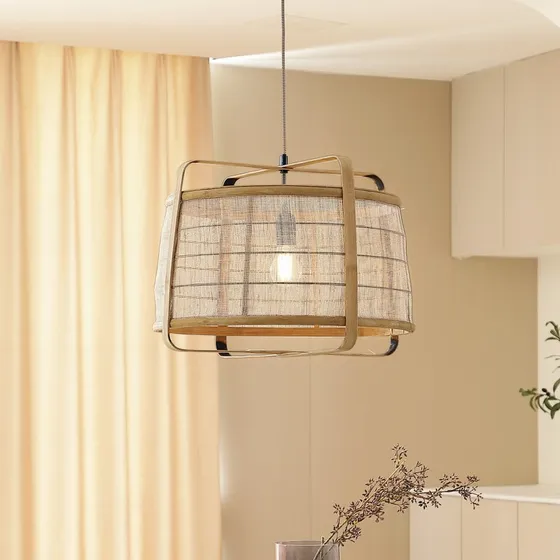 Lindby Hanglamp Liriana - Bamboe & IJzer - Ø 45 cm
