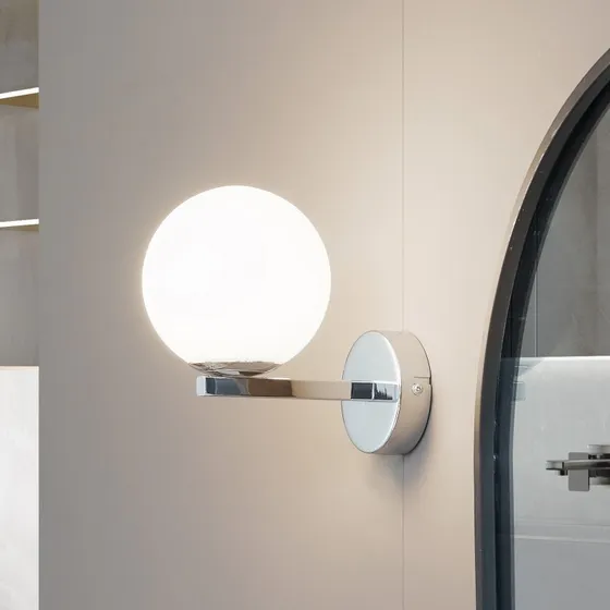 Lucande Bidolo Wandlamp Chroom & Glas Ø 12 cm IP44