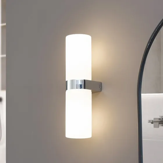 Lucande Basolo Wandlamp Chroom - IP44 Badkamer Wandlamp - 31,5 cm