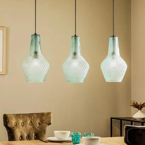 Lindby Drakar Hanglamp - Lichtblauw Glas - Ø 25 cm