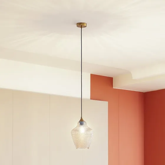 Lindby Drakar Hanglamp - Amber Glas - Ø 22 cm