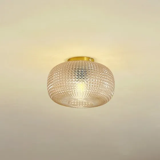 Lindby Hildur Plafondlamp Ø 25 cm - Amber Glas & Messing