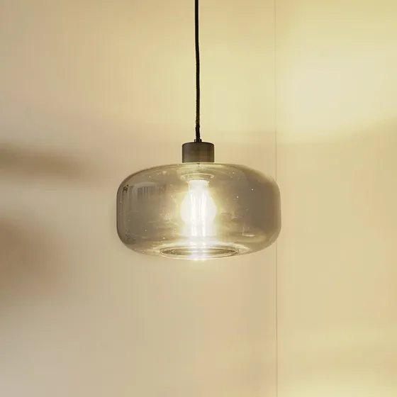 Lindby Hanglamp Hildur - Rookgrijs Glas - Ø 28,5 cm