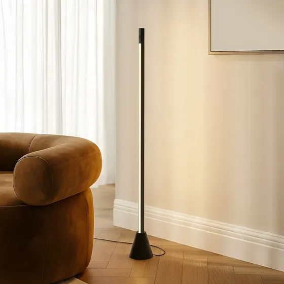Lucande Linija LED vloerlamp - Zwart - 110 cm