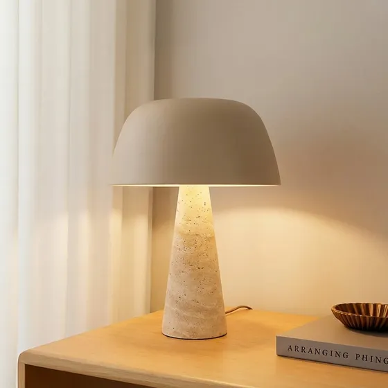 Lindby Magritt Tafellamp - Beige - Steen & Metaal - 41 cm