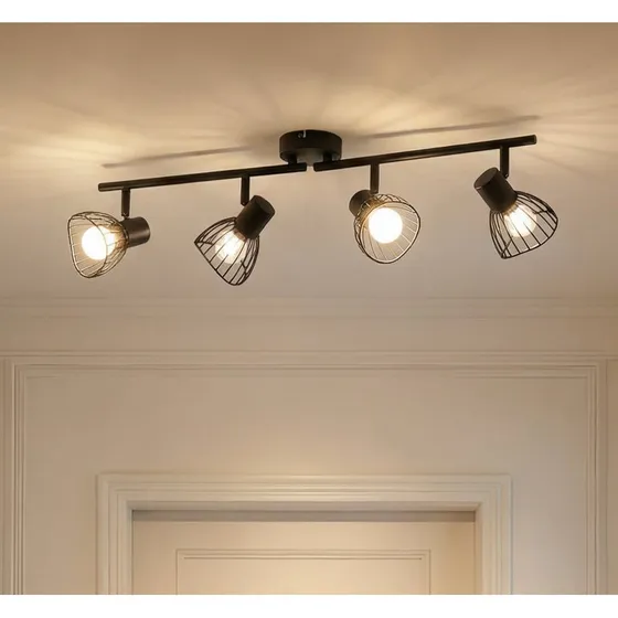 Lindby Plafondlamp Piena Zwart - 4-lamps - 70cm