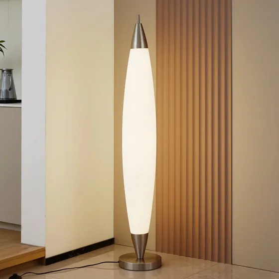 Lucande LED vloerlamp Tarell - Wit/Nikkel - Dimbaar - 146 cm