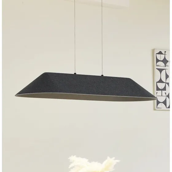 Lucande Naelle LED Hanglamp - Zwart/Grijs - Vilt - Modern