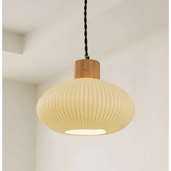 Lindby Hanglamp Paulie - Wit Keramiek & Hout - Ø 23 cm