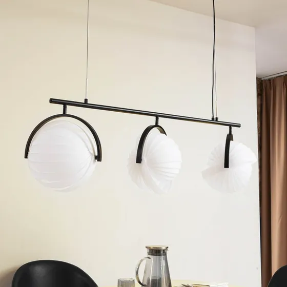 Lucande Helva Hanglamp - 3-lamps - Wit/Opaal - 108 cm