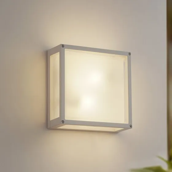 Lucande Aurelien Buitenwandlamp - Wit - 25x25 cm - Sensor