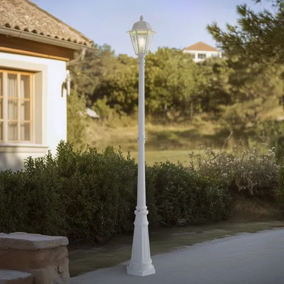 Lindby Edana Buitenlamp, 211 cm, Wit, Aluminium, E27, IP44