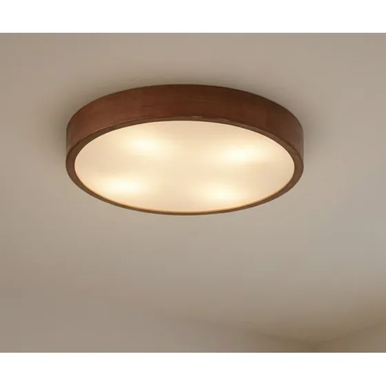 Lindby Plafondlamp Tanju - Rond Walnoothout - Ø 50 cm