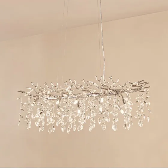 Lucande Bellora Hanglamp Kristal - 101 cm - Chroom/Zilver