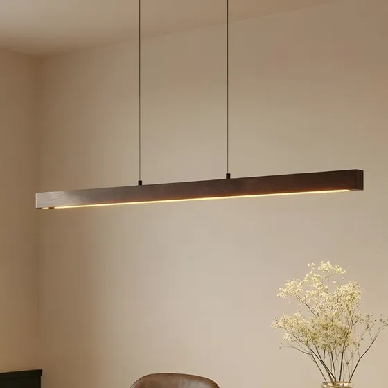 Lucande Nihalo LED hanglamp - Walnoot - 122 cm - Dimbaar & CCT