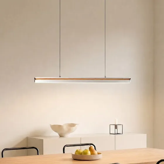 Lucande Lutana LED hanglamp - 101 cm - Roségoud & Hout