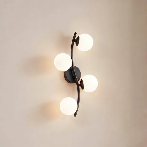 Lindby Wandlamp Josiana - Opalen Glas & Zwart - 48 cm