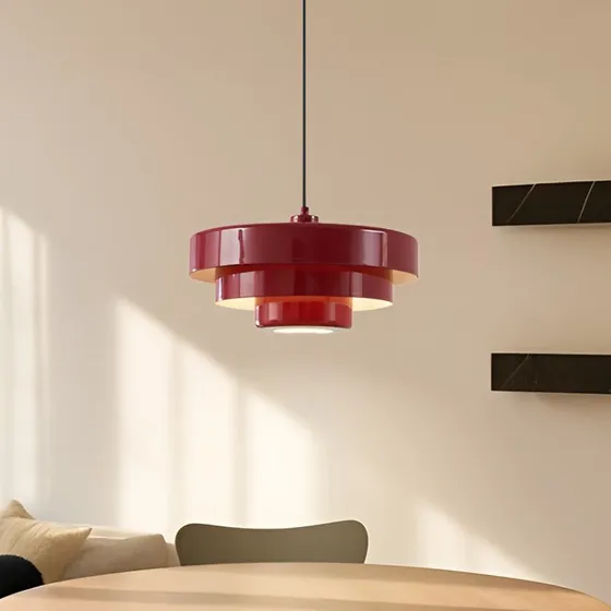 Lindby hanglamp Tivra, glanzend rood, Ø 35 cm, metaal