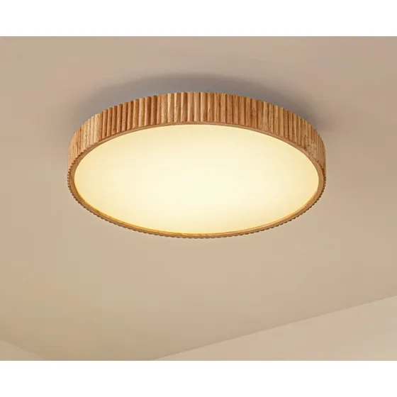 Lindby Velua LED plafondlamp - Wit/Licht hout - Ø 50 cm