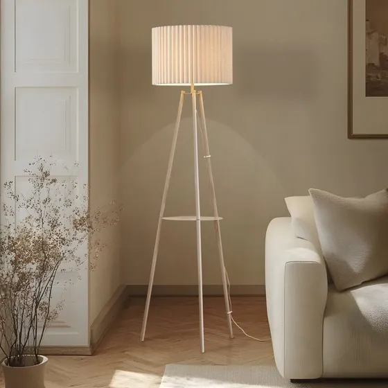Lindby Vloerlamp Libbie - Crème/Amber - Scandinavisch Design