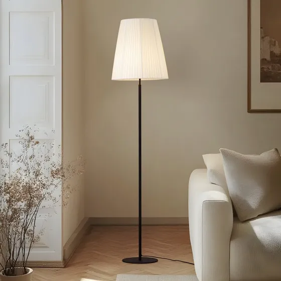 Lindby Vloerlamp Virelle, Zwart/Wit, Textiel, 170 cm