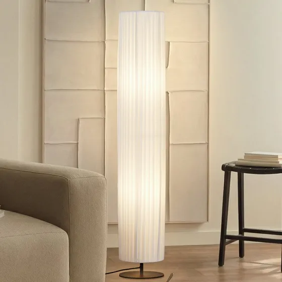 Lindby Vloerlamp Virelle - Wit Textiel - 117 cm