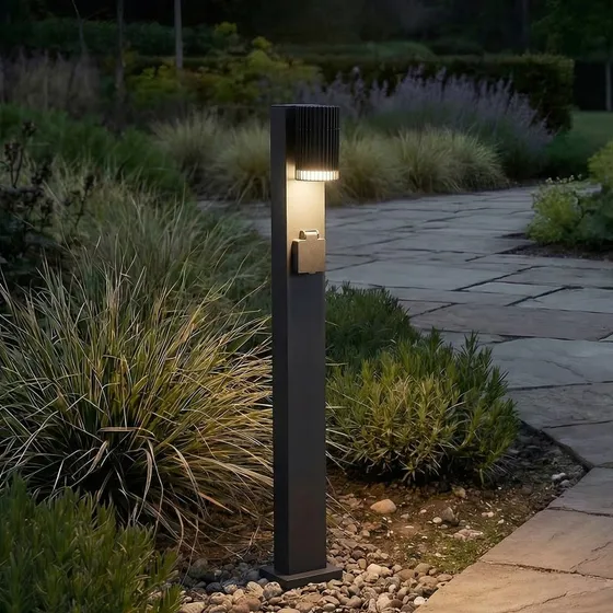 Lindby Enerio Tuinpadverlichting - 80 cm - Zwart - GU10