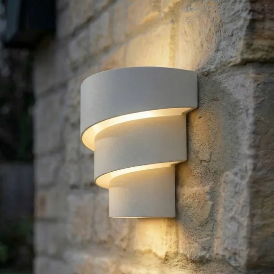 Lindby Valir LED Buitenwandlamp, Wit, IP54, 18 cm