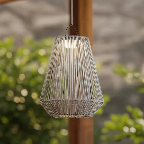 Lindby Austas LED-hanglamp op zonne-energie, Grijs, Ø 32 cm