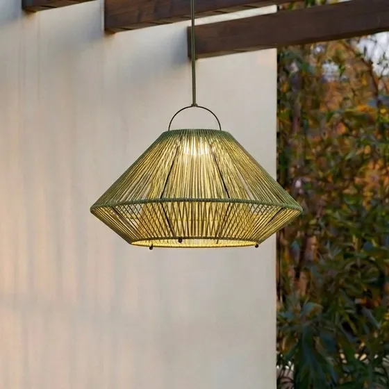 Lindby Austas LED-hanglamp op zonne-energie, Groen, Ø 50 cm