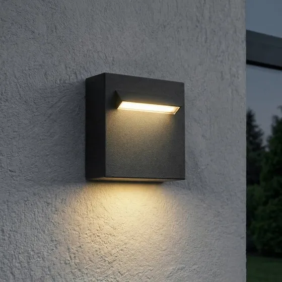 Lucande Joril LED Buitenwandlamp, Zwart, 9,4 cm, IP65