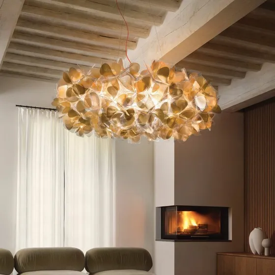 Slamp Clizia Mama Non Mama hanglamp - Goud/Rood - Ø78cm