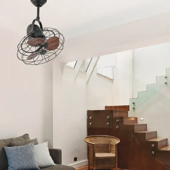 Faro Barcelona Keiki Ventilator - Wand & Plafond - 43 cm - Donkerbruin