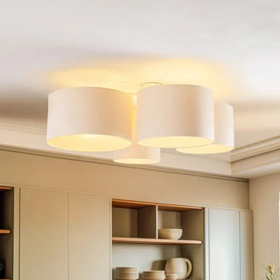 Euluna Lodge Plafondlamp - Beige/Crème - 4-lamps - 120 cm