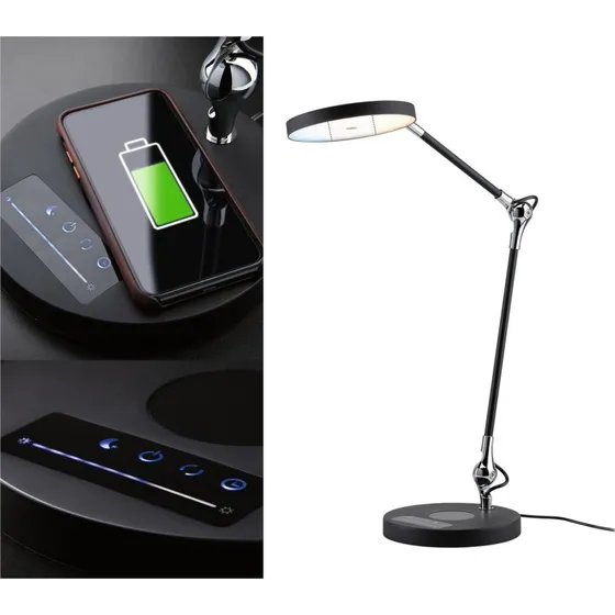 Paulmann Numis LED tafellamp met Qi draadloos opladen, zwart