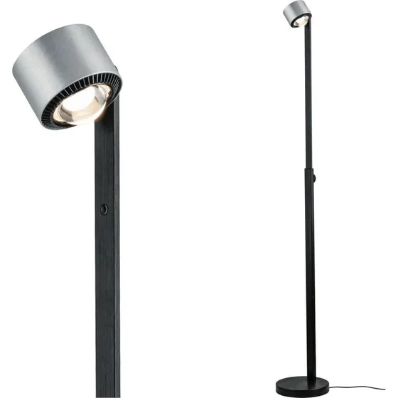 Paulmann LED vloerlamp Aldan - Zwart/Geborsteld Aluminium - Dimbaar